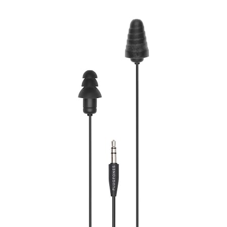 Plugfones Plugfones Guardian 29 dB Nylon/Silicone/Soft Foam 3.5 MM Jack Earplugs/Earphones Black 1 pair PG-BB